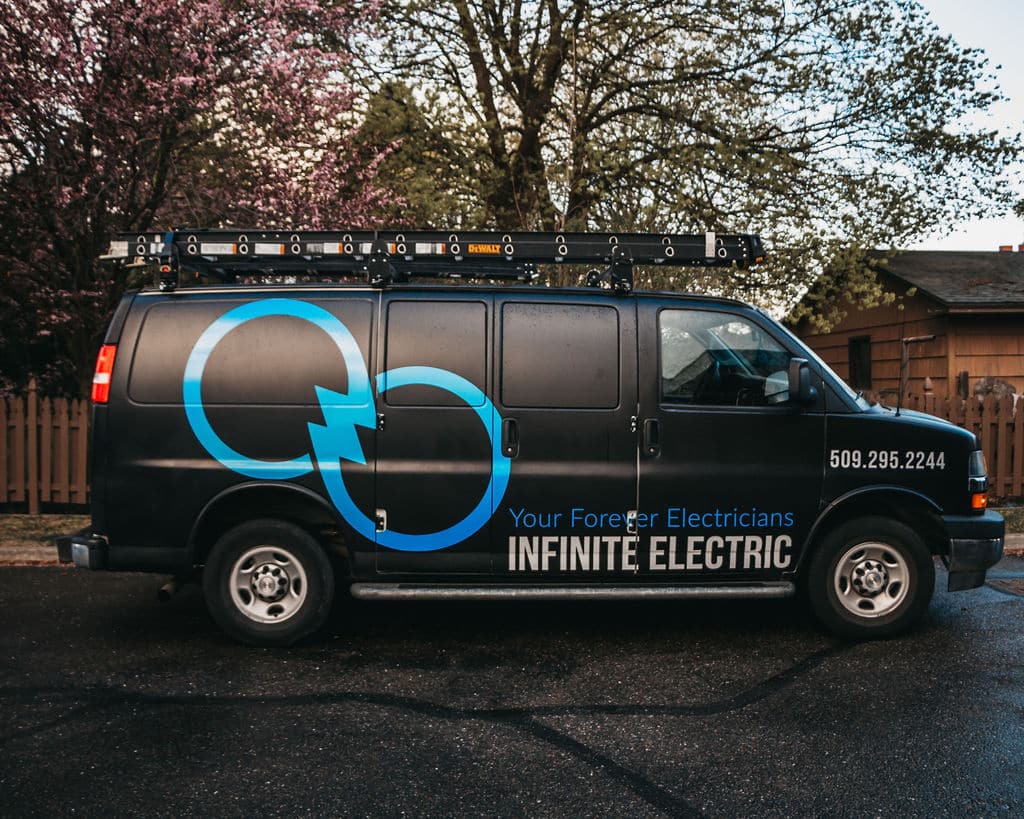Spokane Valley Electrician van With Infinite Electric logo
